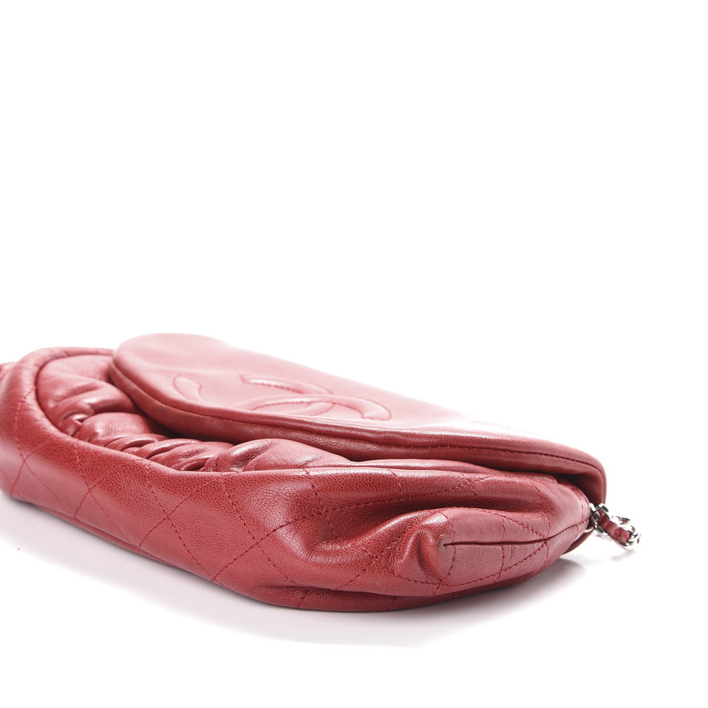 Lambskin Half Moon Wallet On Chain WOC Red