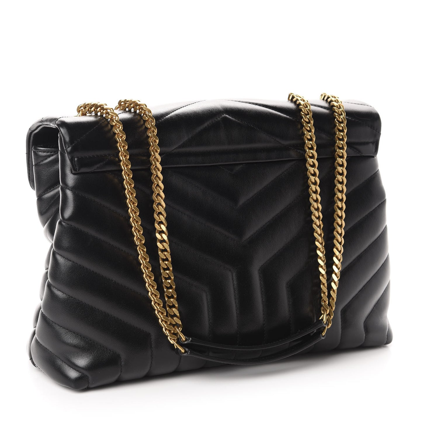 Calfskin Y Quilted Monogram Medium Loulou Chain Satchel Black