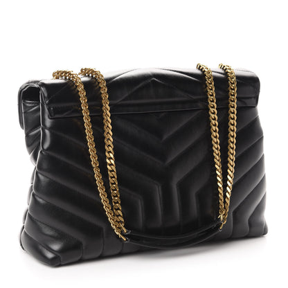 Saint Laurent Calfskin Y Quilted Monogram Medium Loulou Chain Satchel Black 2 of 10