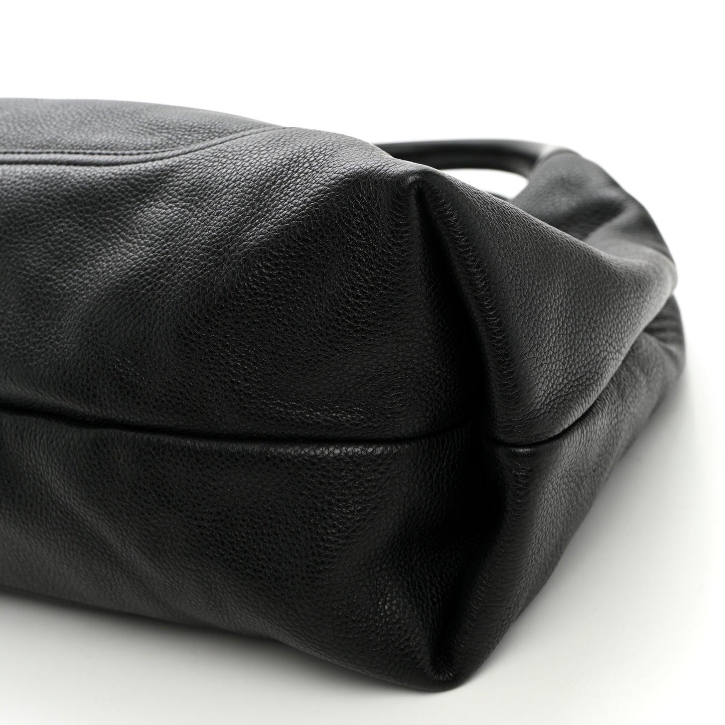 Grained Calfskin Softbit Maxi Shoulder Bag Black