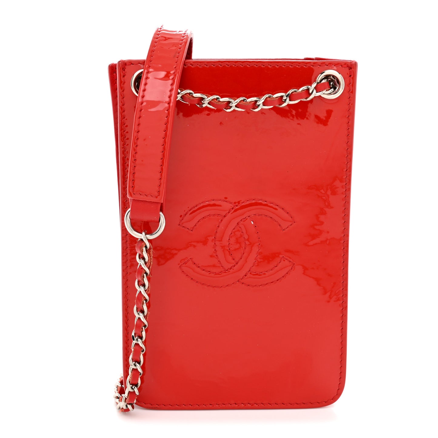 Patent Crossbody CC Phone Holder Red