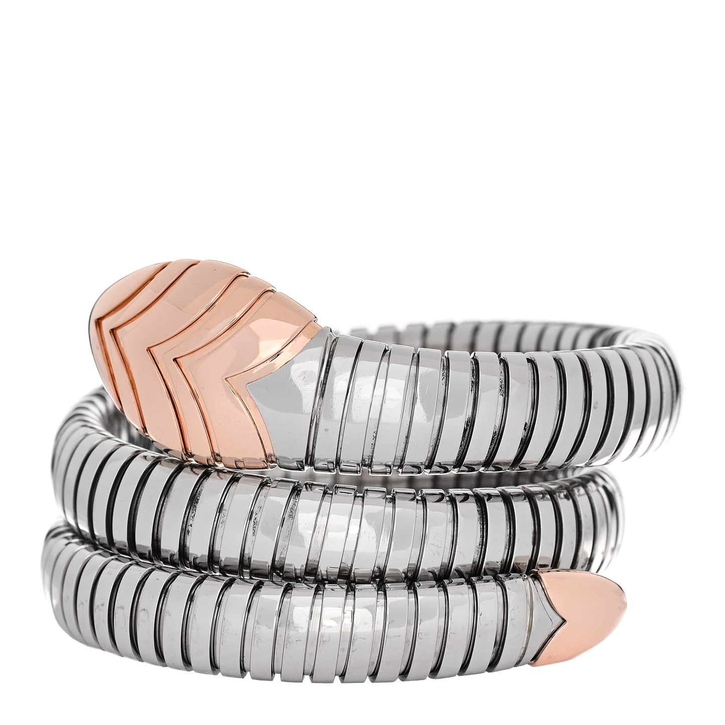 Stainless Steel 18K Rose Gold Serpenti Tubogas Double Spiral Bracelet SM