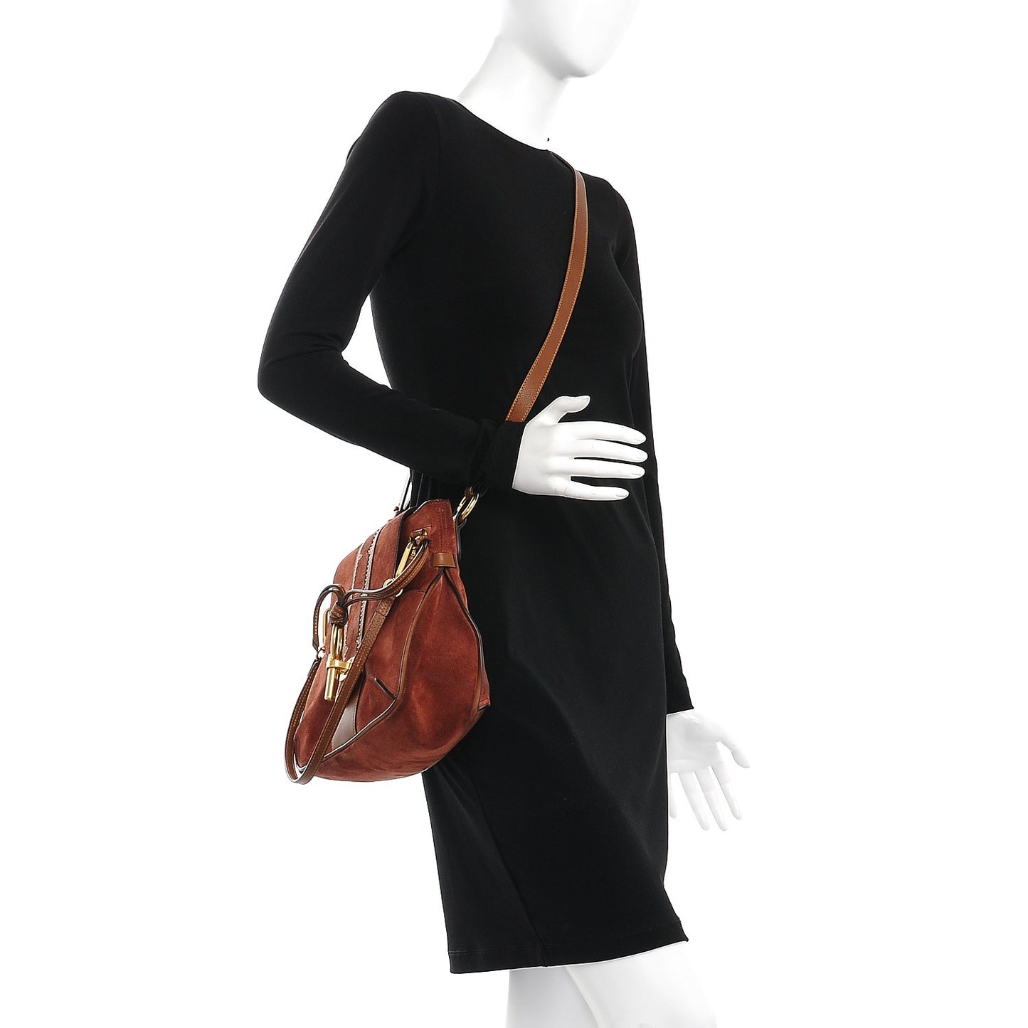 Suede Studded Small Lexa Shoulder Bag Saffron Red