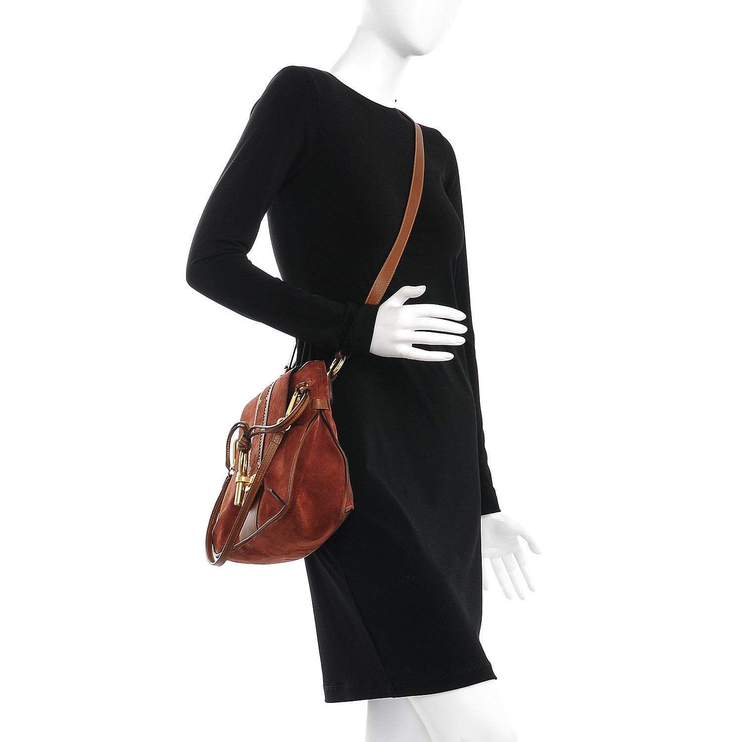 Chloe Suede Studded Small Lexa Shoulder Bag Saffron Red 2 of 14