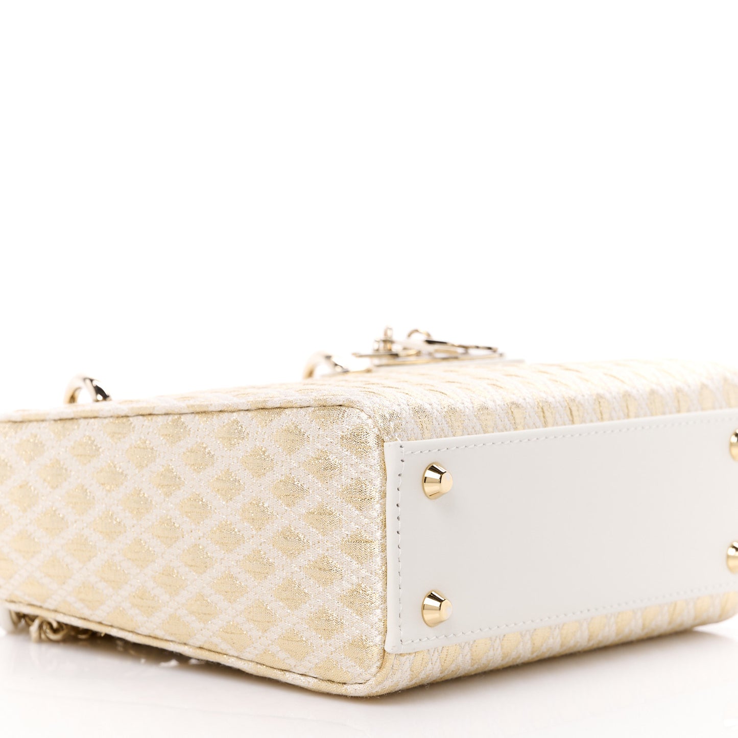 Metallic Jacquard Diamond Quilted Mini Lady Dior Gold