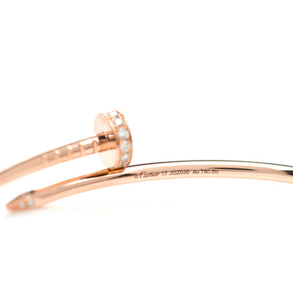 Cartier 18K Pink Gold Diamond Small Juste Un Clou Bracelet 17 4 of 5