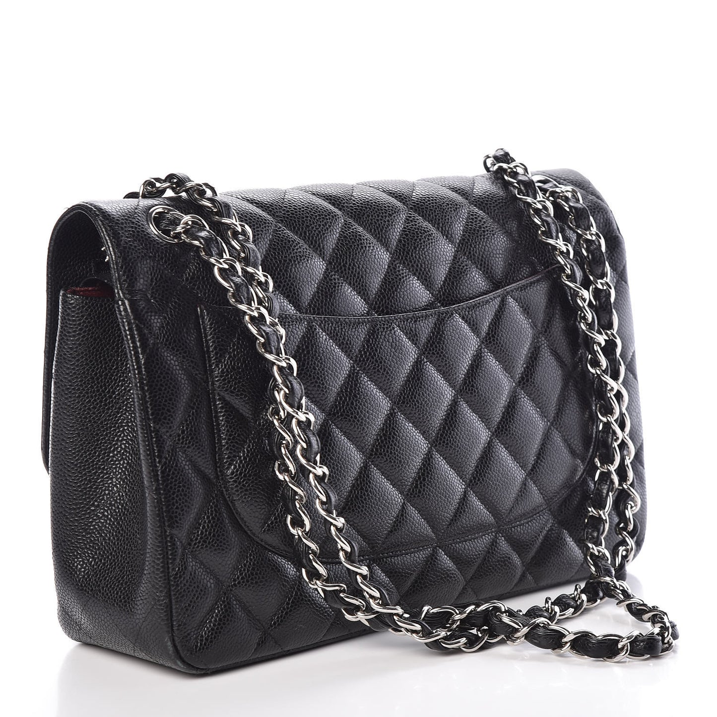 Caviar Quilted Jumbo Double Flap Black