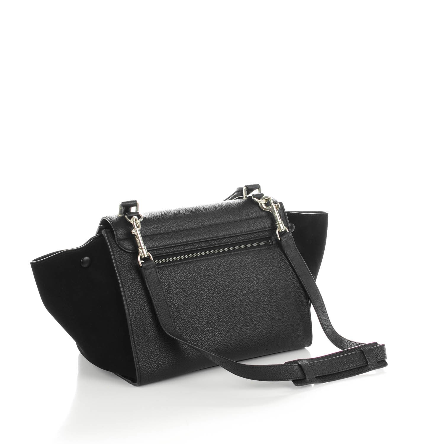 Celine Drummed Calfskin Suede Small Trapeze Black 3 of 9