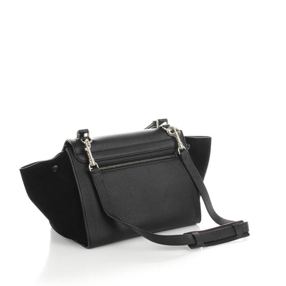 Celine Drummed Calfskin Suede Small Trapeze Black 3 of 9