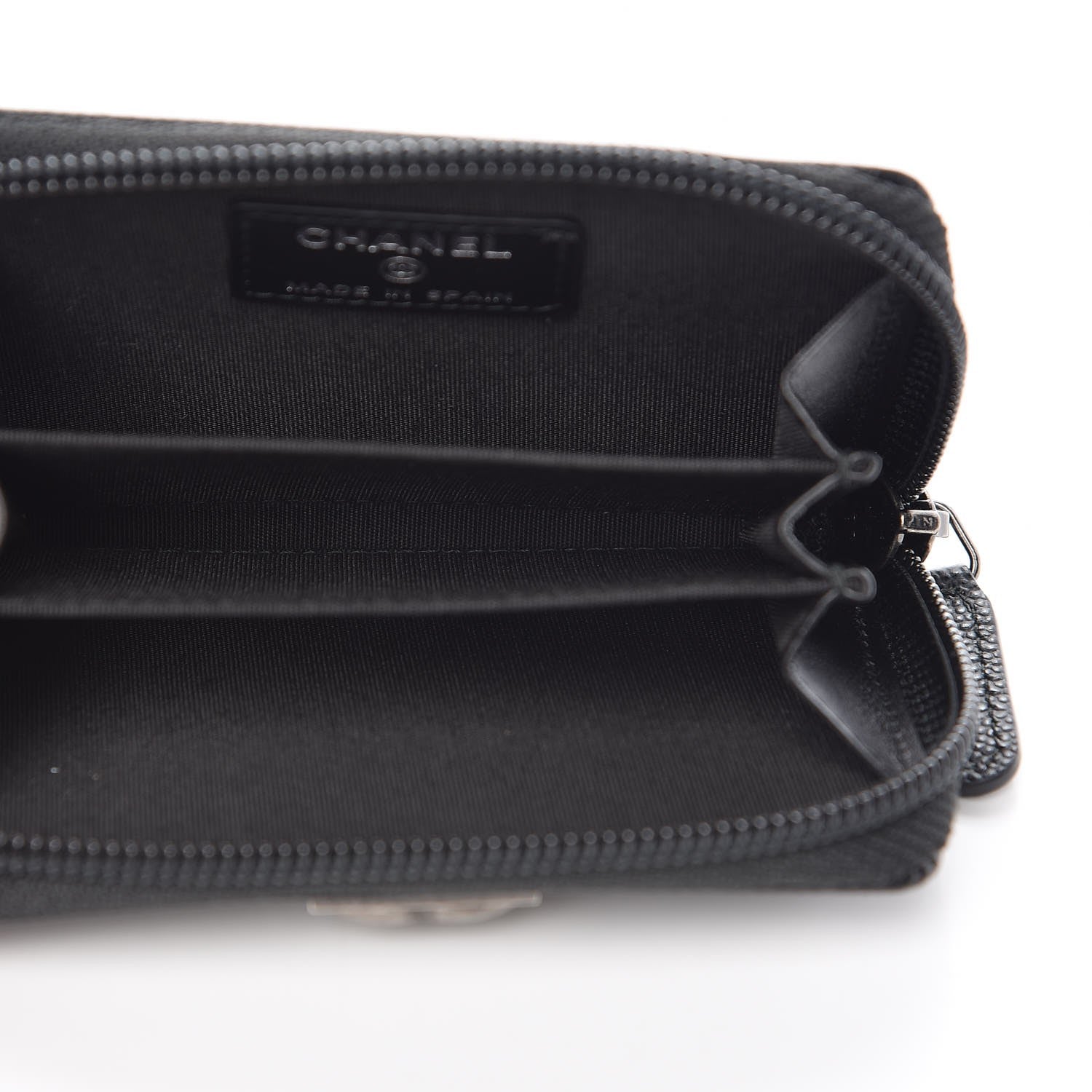 Chanel Caviar Quilted Boy Zip Around Coin Purse Wallet Black 5 of 7