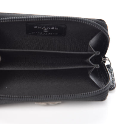 Chanel Caviar Quilted Boy Zip Around Coin Purse Wallet Black 5 of 7