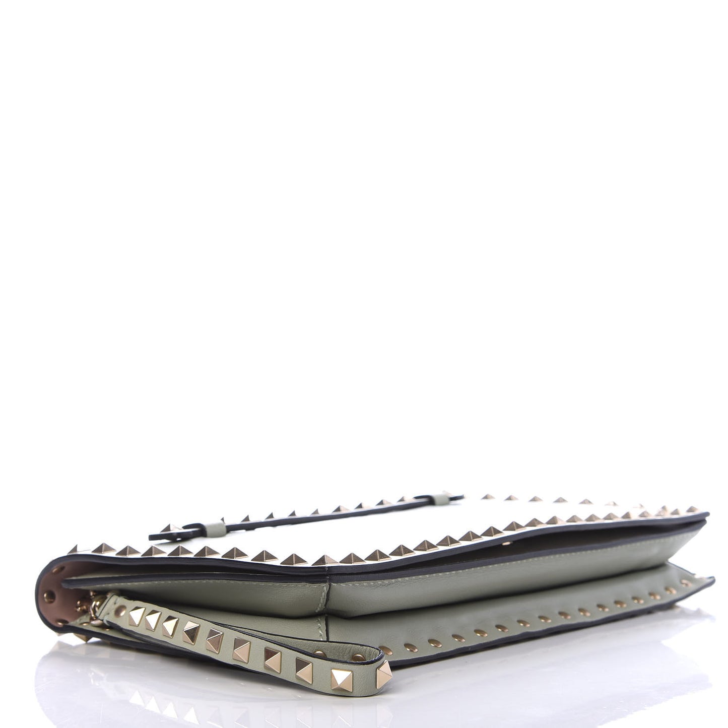 Nappa Rockstud Wristlet Clutch Water Green