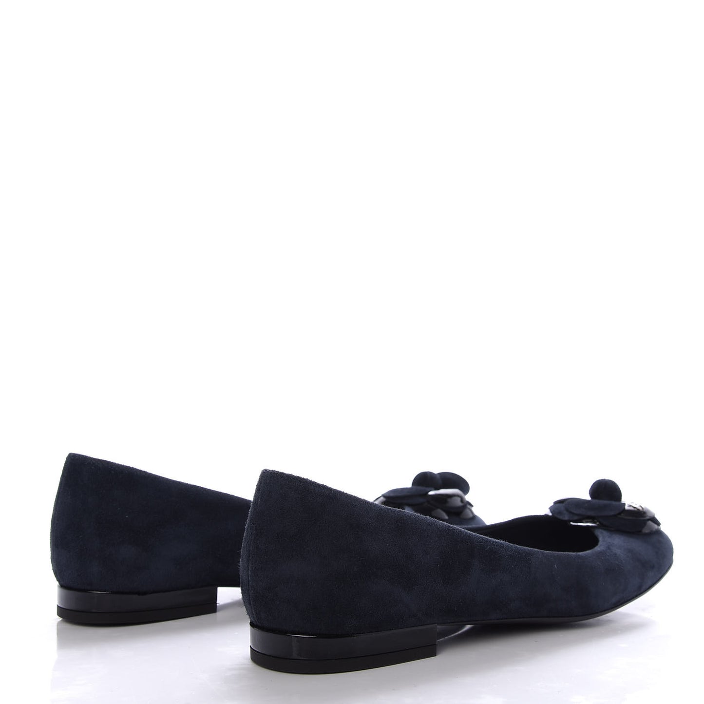 Suede Patent Camellia CC Ballerina Flat 37 Navy Black