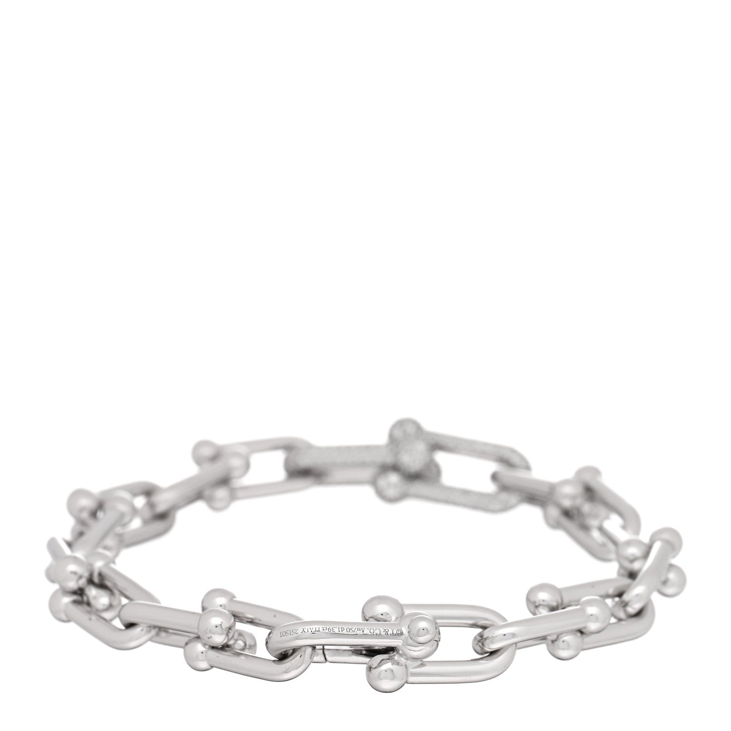Tiffany 18K White Gold Diamond Medium HardWear Link Bracelet 2 of 4