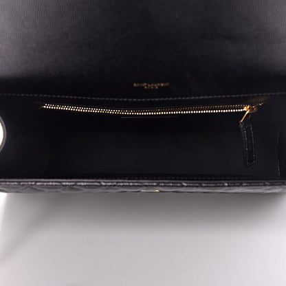 Saint Laurent Grain De Poudre Textured Mixed Matelasse Large Triquilt Monogram Satchel Black 7 of 10
