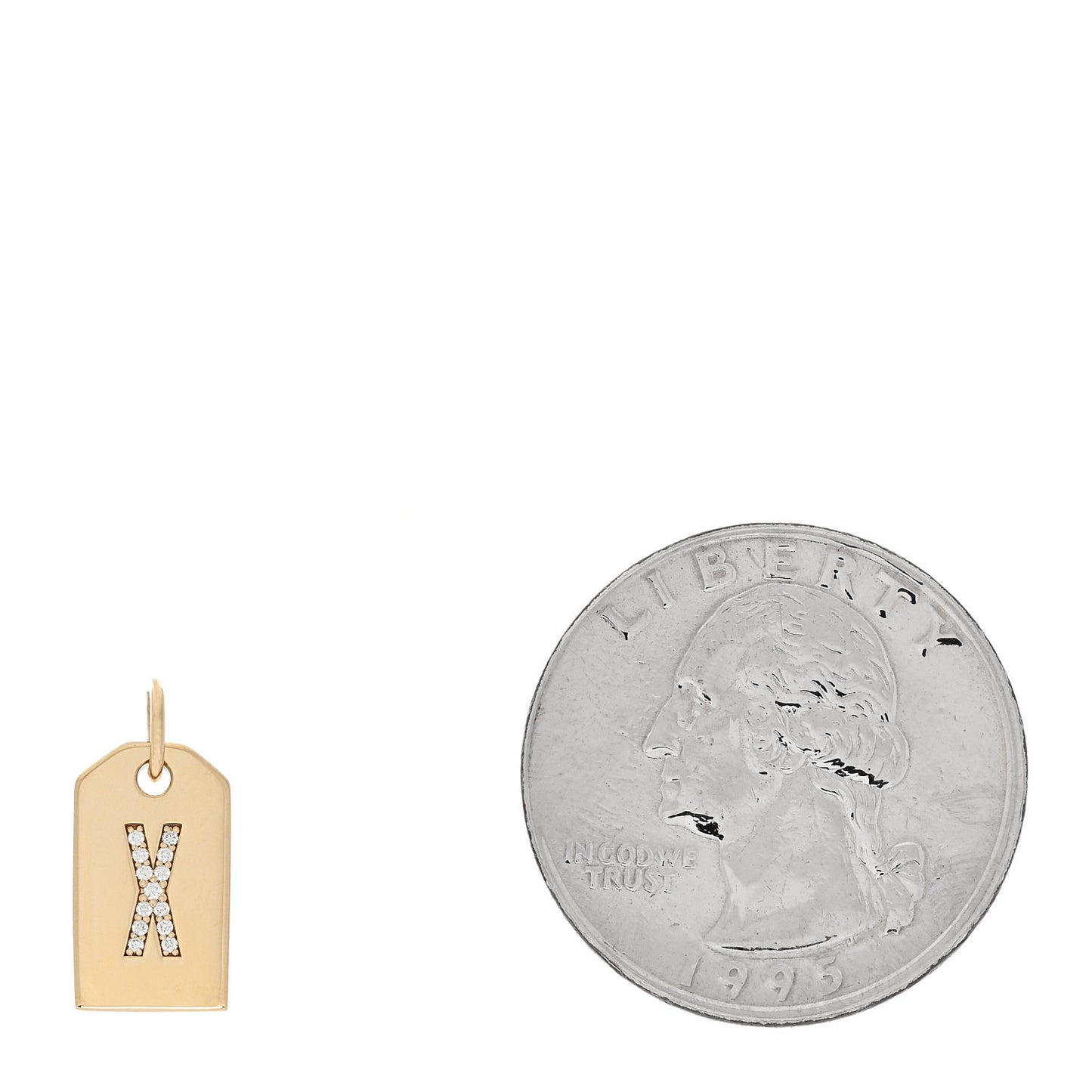 18K Yellow Gold Diamond Tag Letter X Charm