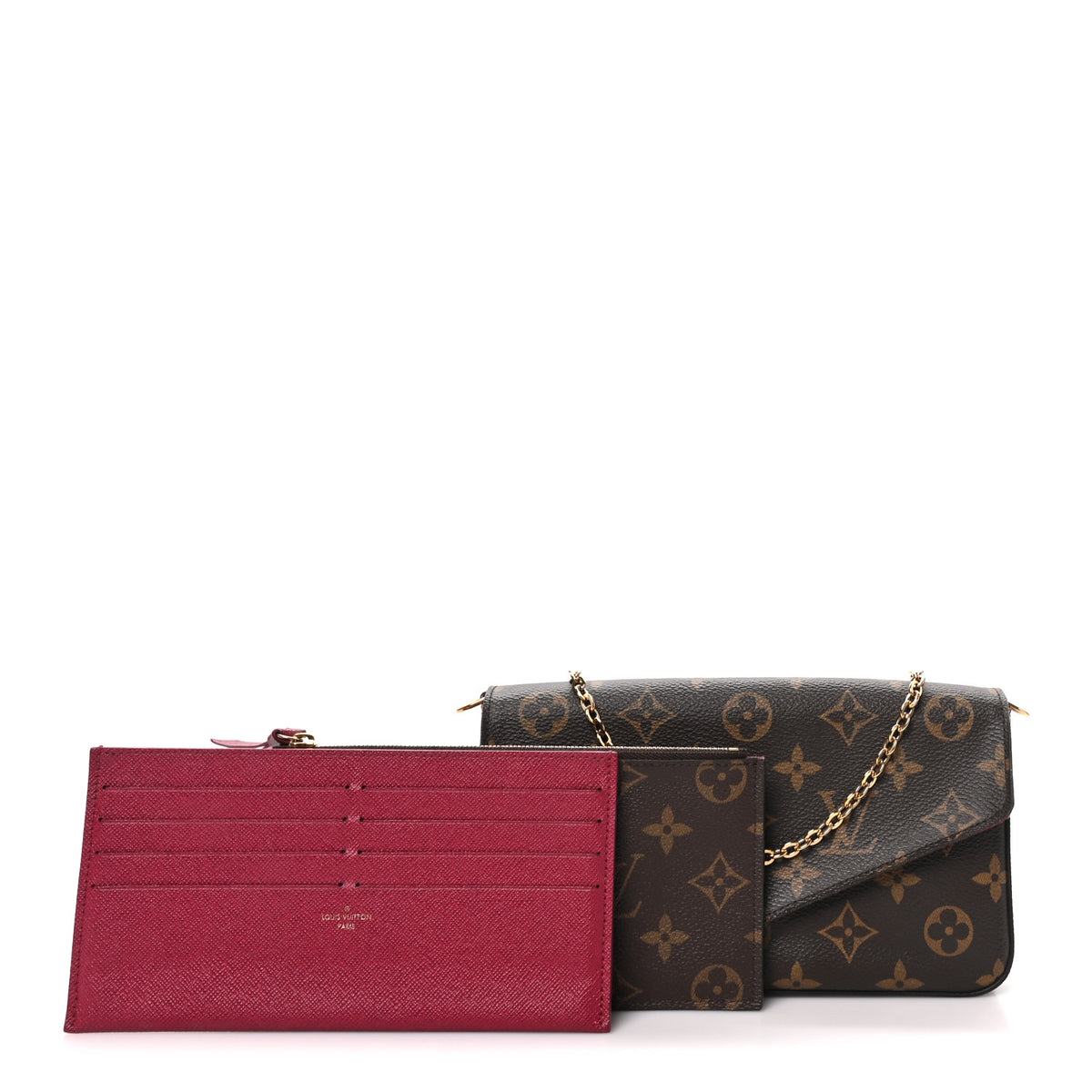 Louis Vuitton Monogram Pochette Felicie Chain Wallet Fuchsia 3 of 11