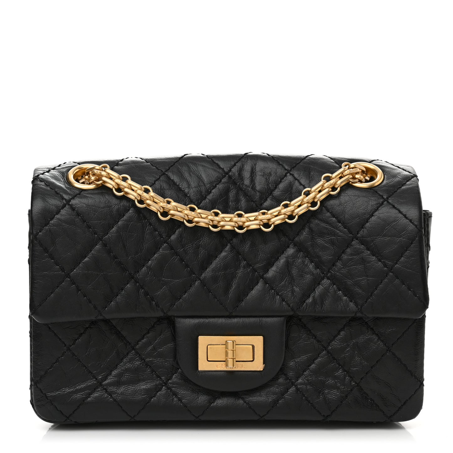 Aged Calfskin Quilted 2.55 Reissue Mini Flap Black