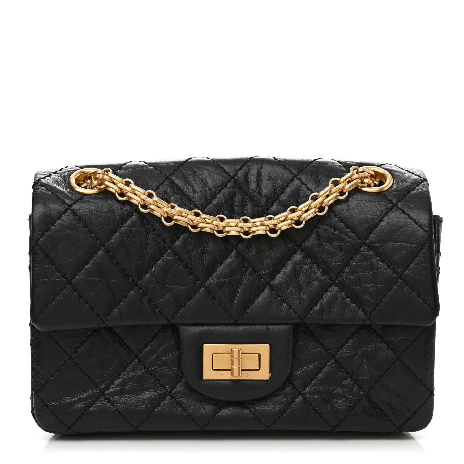 Chanel Aged Calfskin Quilted 2.55 Reissue Mini Flap Black 1 of 13