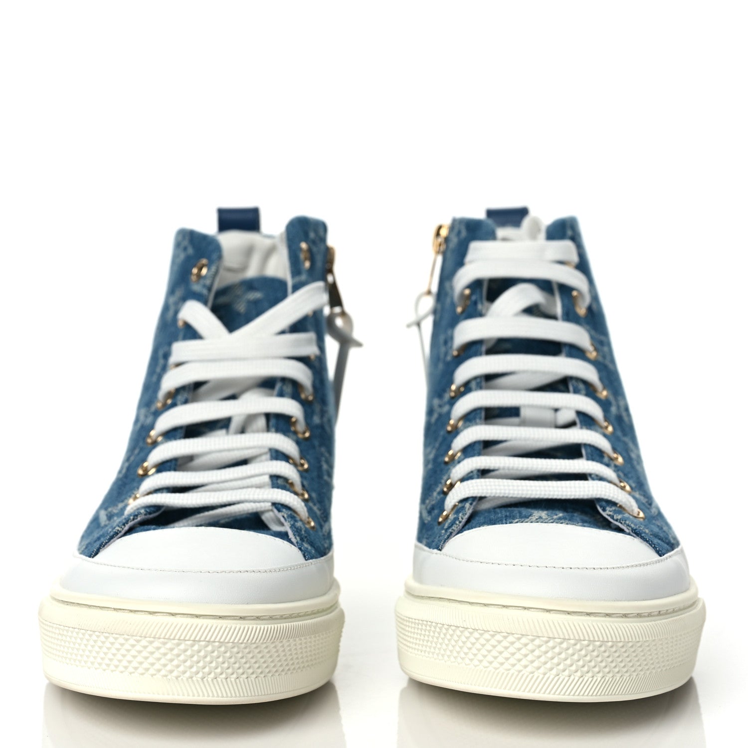 Louis Vuitton Denim Monogram Stellar Sneaker Boots 38 Bleu Jeans Blue 2 of 7