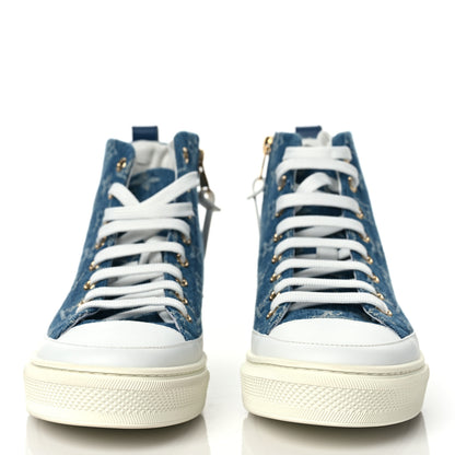 Louis Vuitton Denim Monogram Stellar Sneaker Boots 38 Bleu Jeans Blue 2 of 7