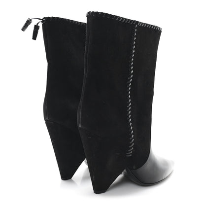 Saint Laurent Suede Calfskin Niki 105 Wedge Booties 39.5 Black 5 of 10