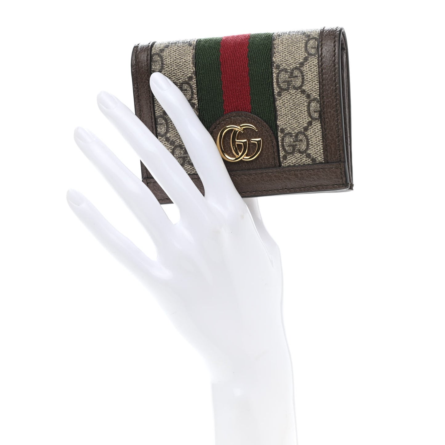 GG Supreme Monogram Web Ophidia Card Case Beige New Acero