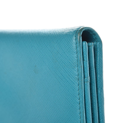 Prada Saffiano Metal Continental Flap Wallet Pavone 8 of 11