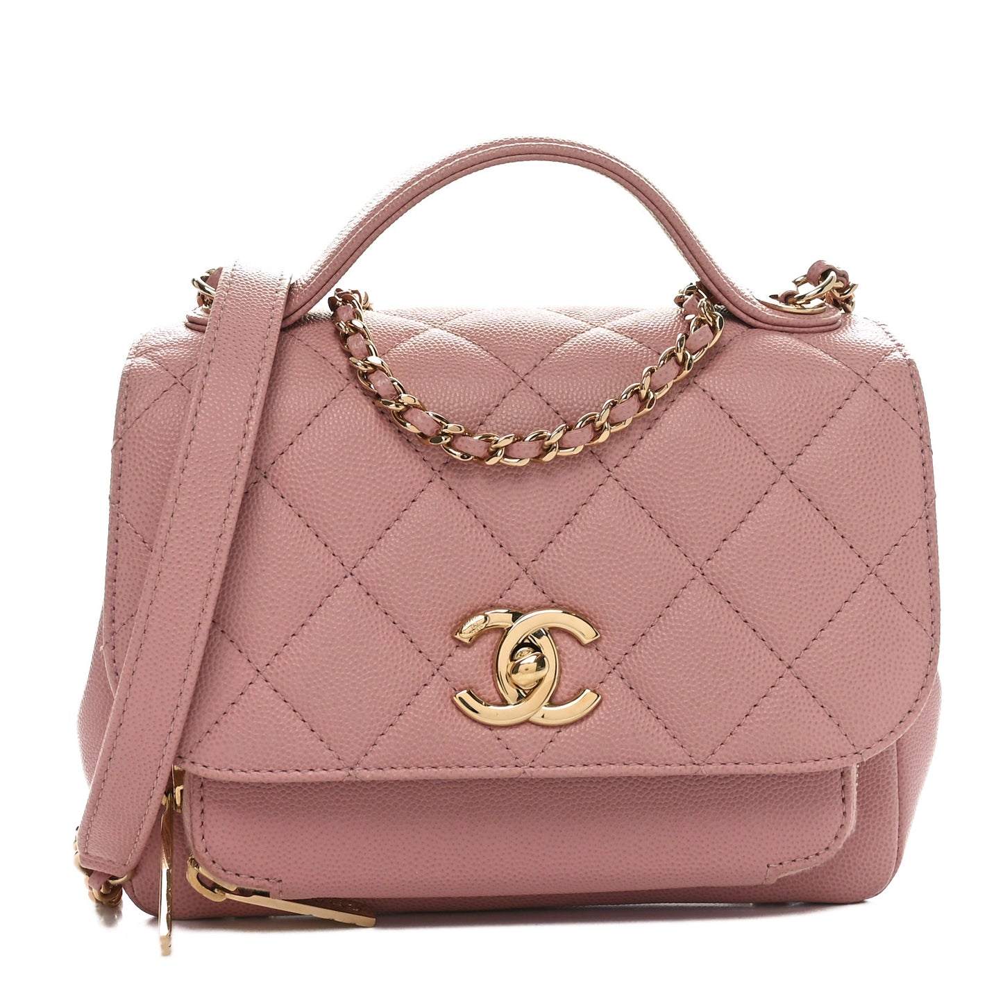 Caviar Quilted Small Business Affinity Flap Light Pink