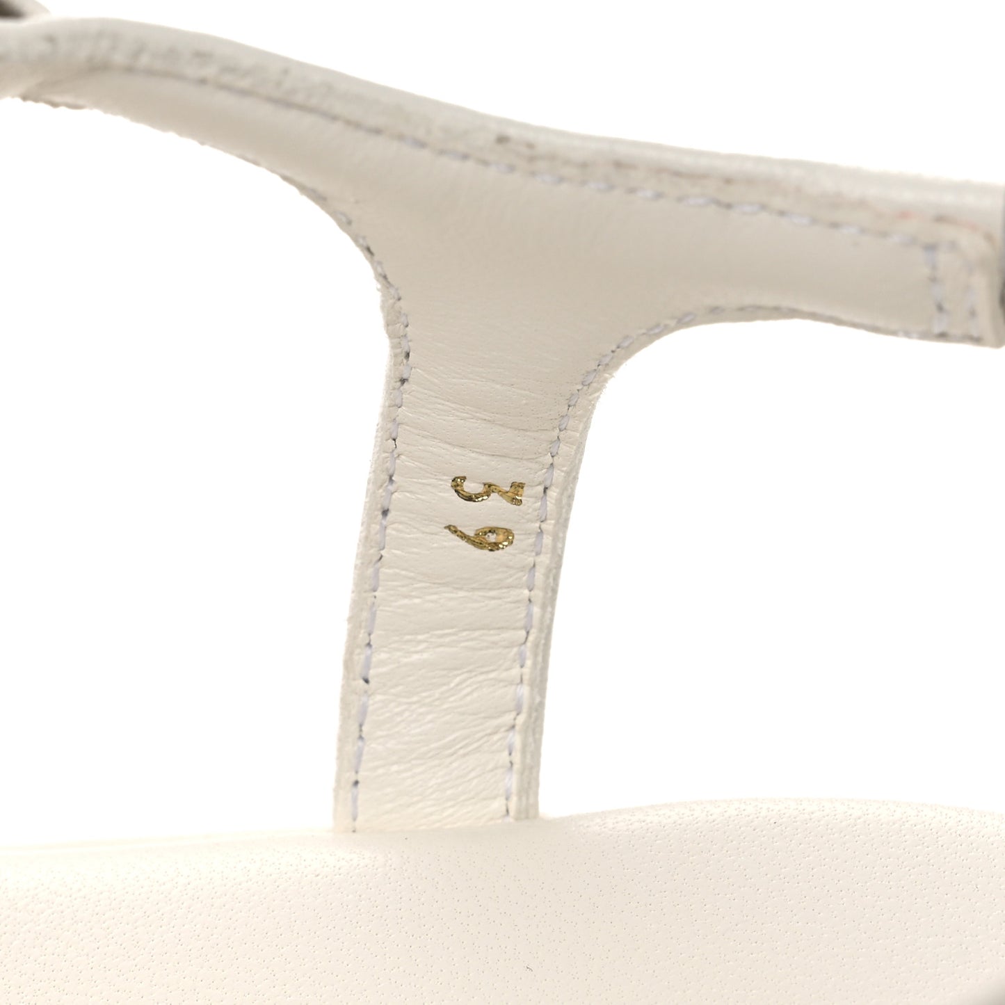 Lambskin Metal Chain Ankle Strap Sandals 39 White