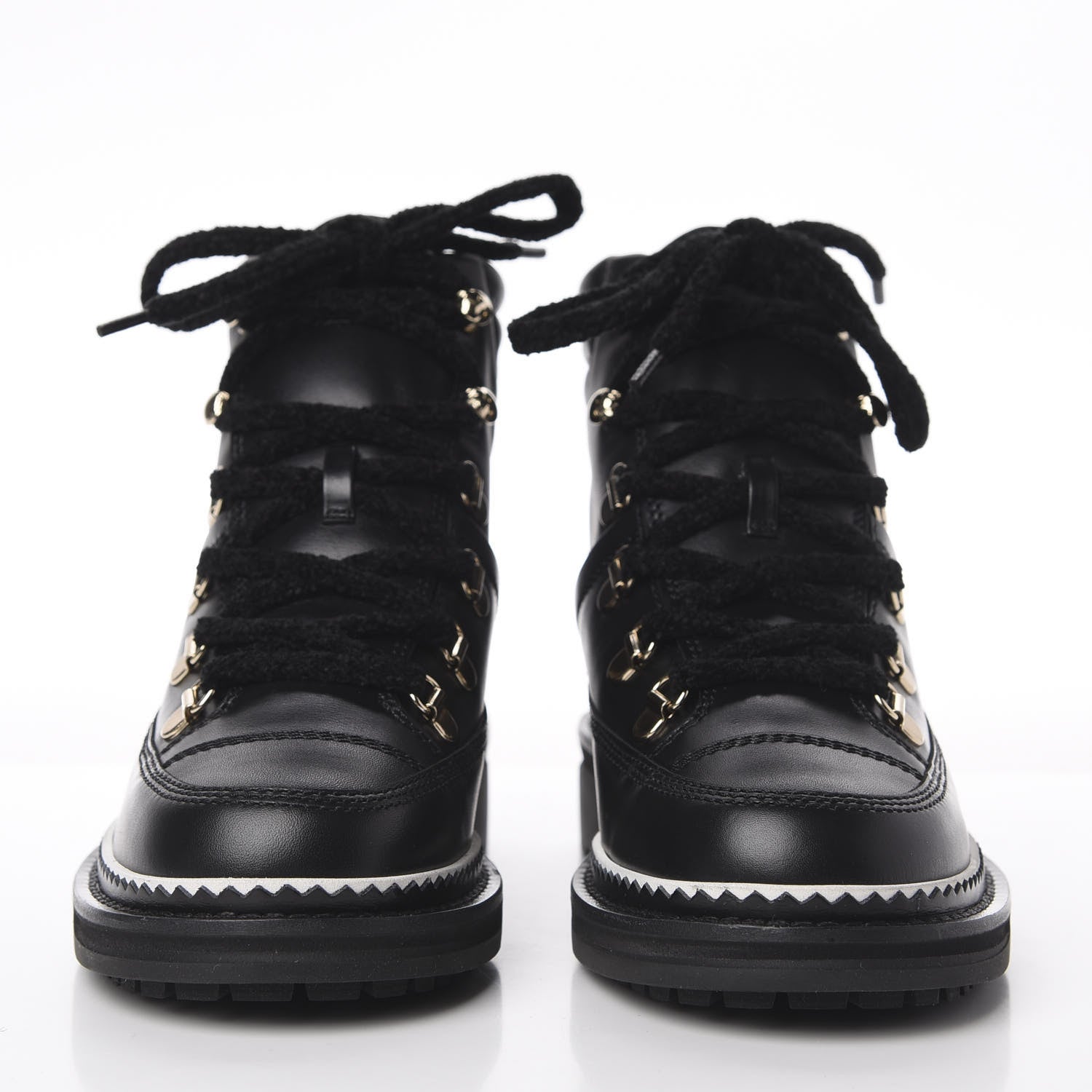 Chanel Calfskin Lambskin Lace Up Boots 35 Black 2 of 11