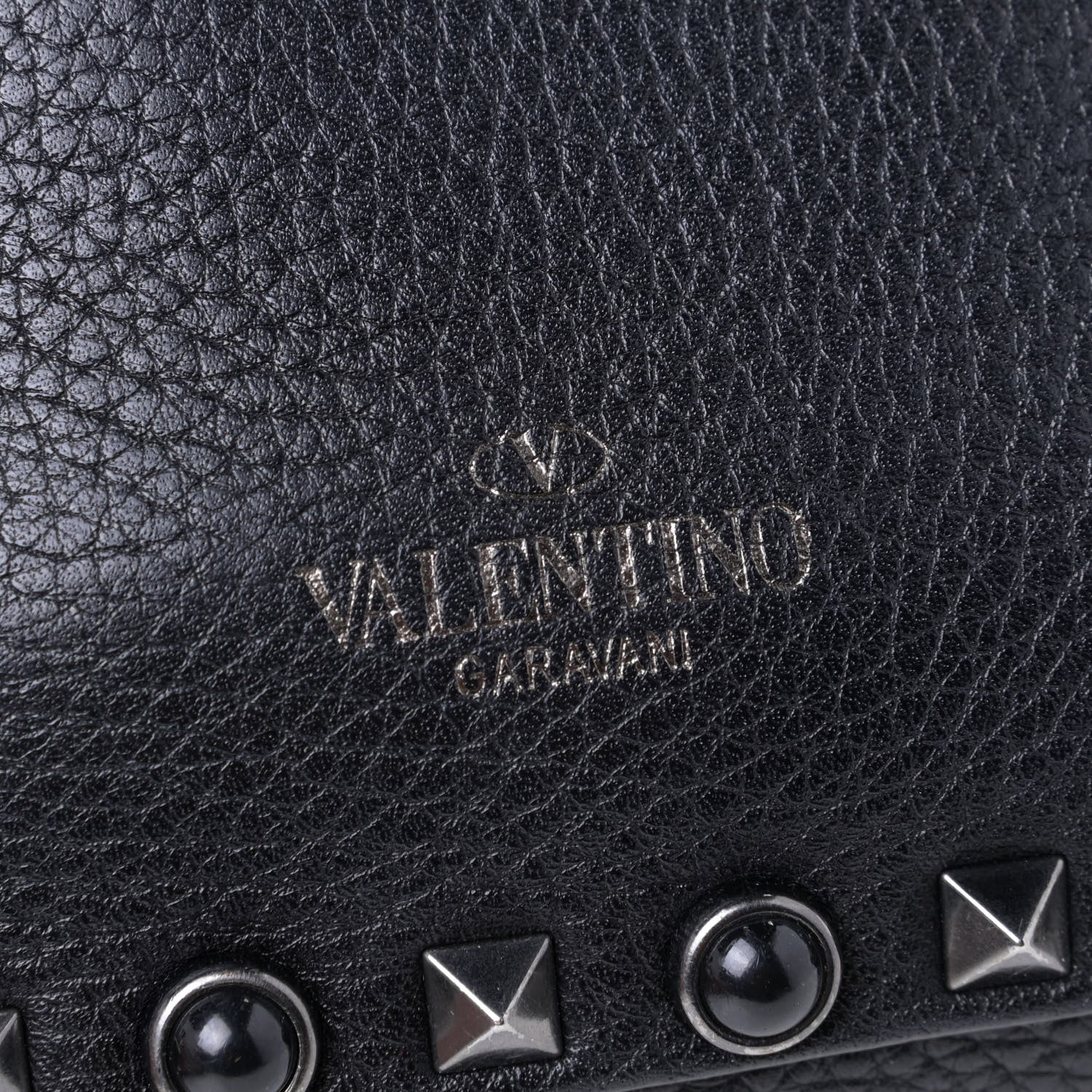 Valentino Garavani Pebbled Calfskin Onyx Mini Rockstud Rolling Tote Black 6 of 7
