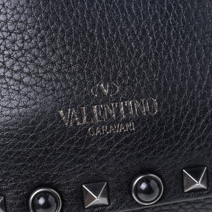 Valentino Garavani Pebbled Calfskin Onyx Mini Rockstud Rolling Tote Black 6 of 7