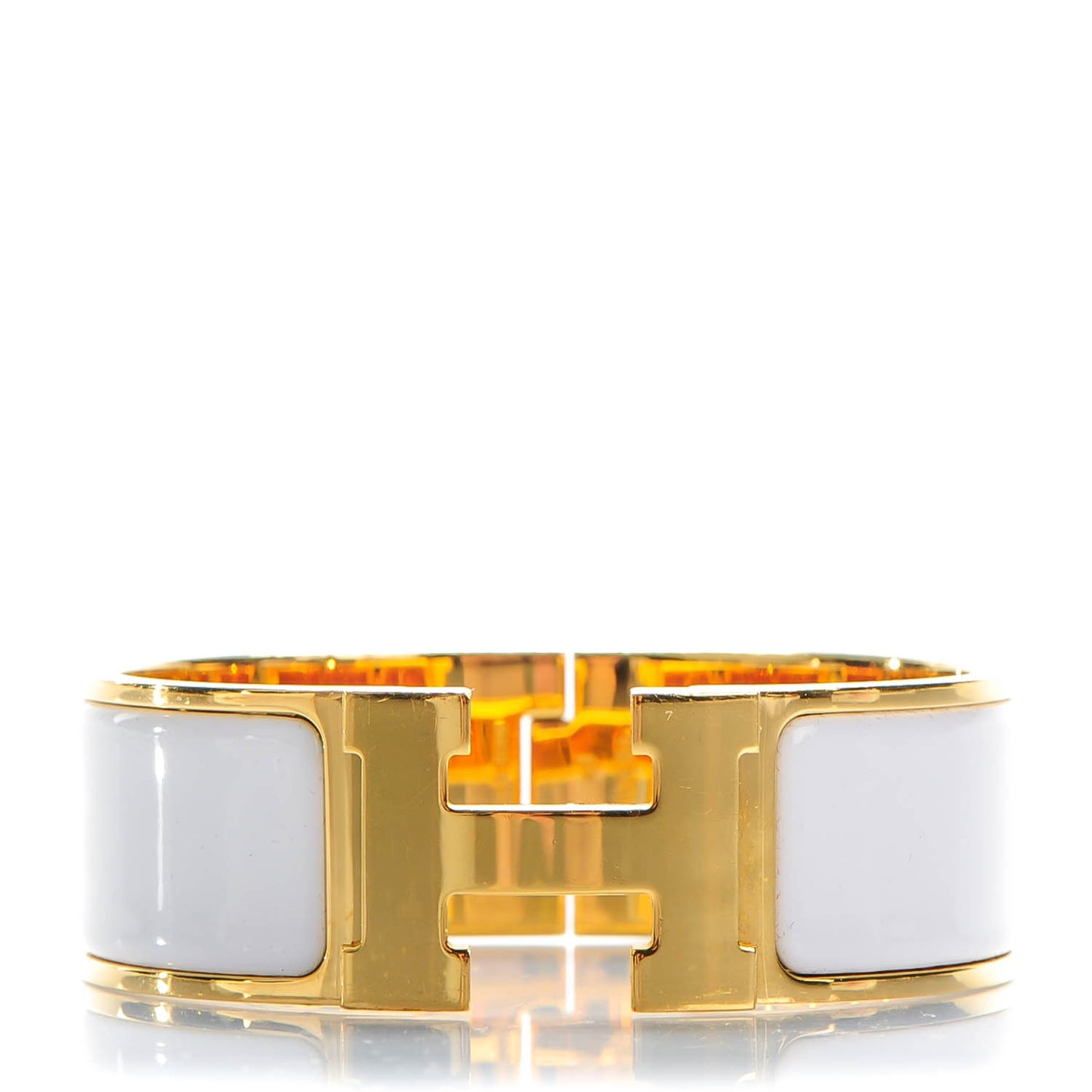 Enamel Wide Clic Clac H Bracelet GM White