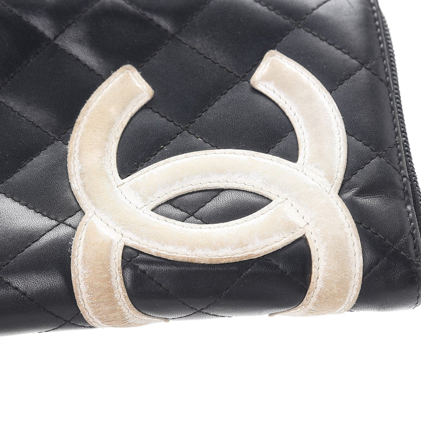 Cambon Zip Around Organizer Wallet Black White