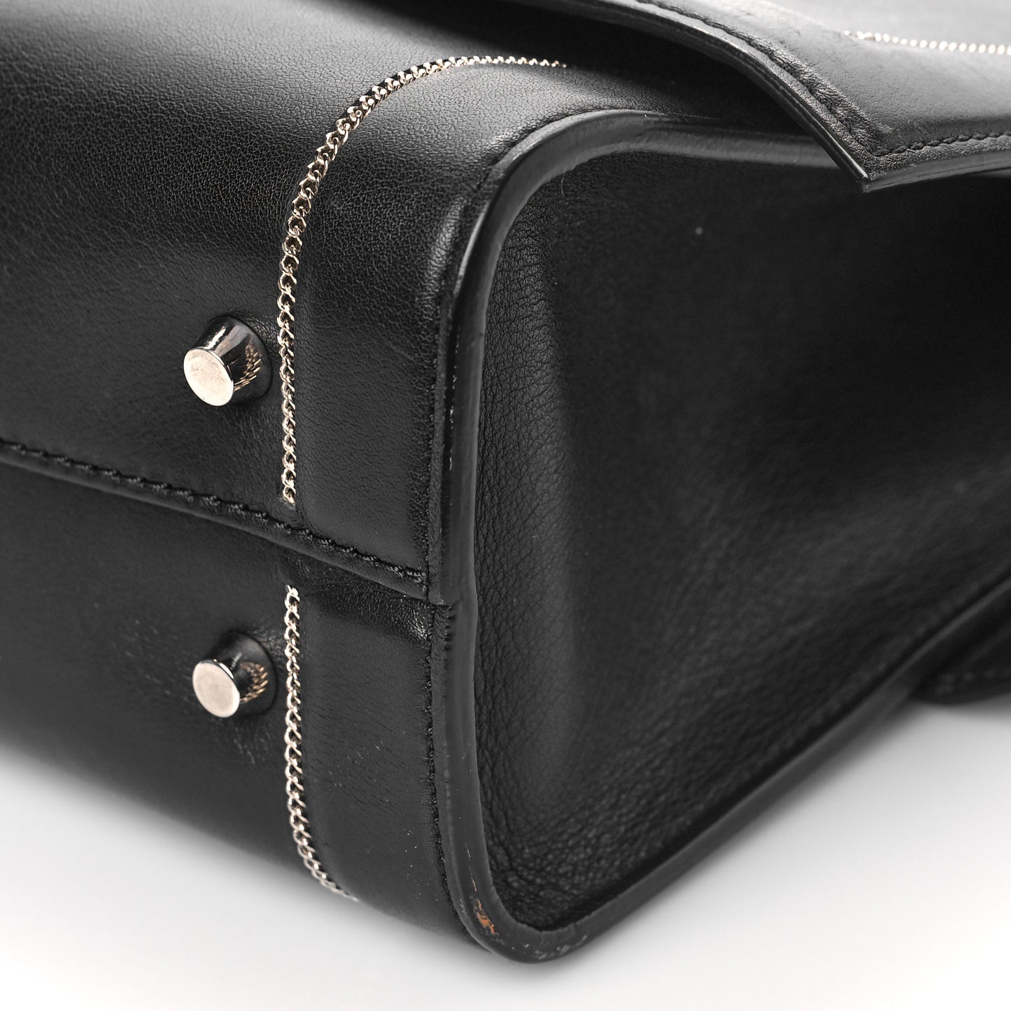Grained Calfskin Chain Small Shark Lock Satchel Black
