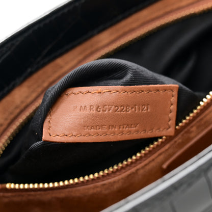 Saint Laurent Calfskin Crocodile Embossed Le 5 A 7 Hobo Black 7 of 10
