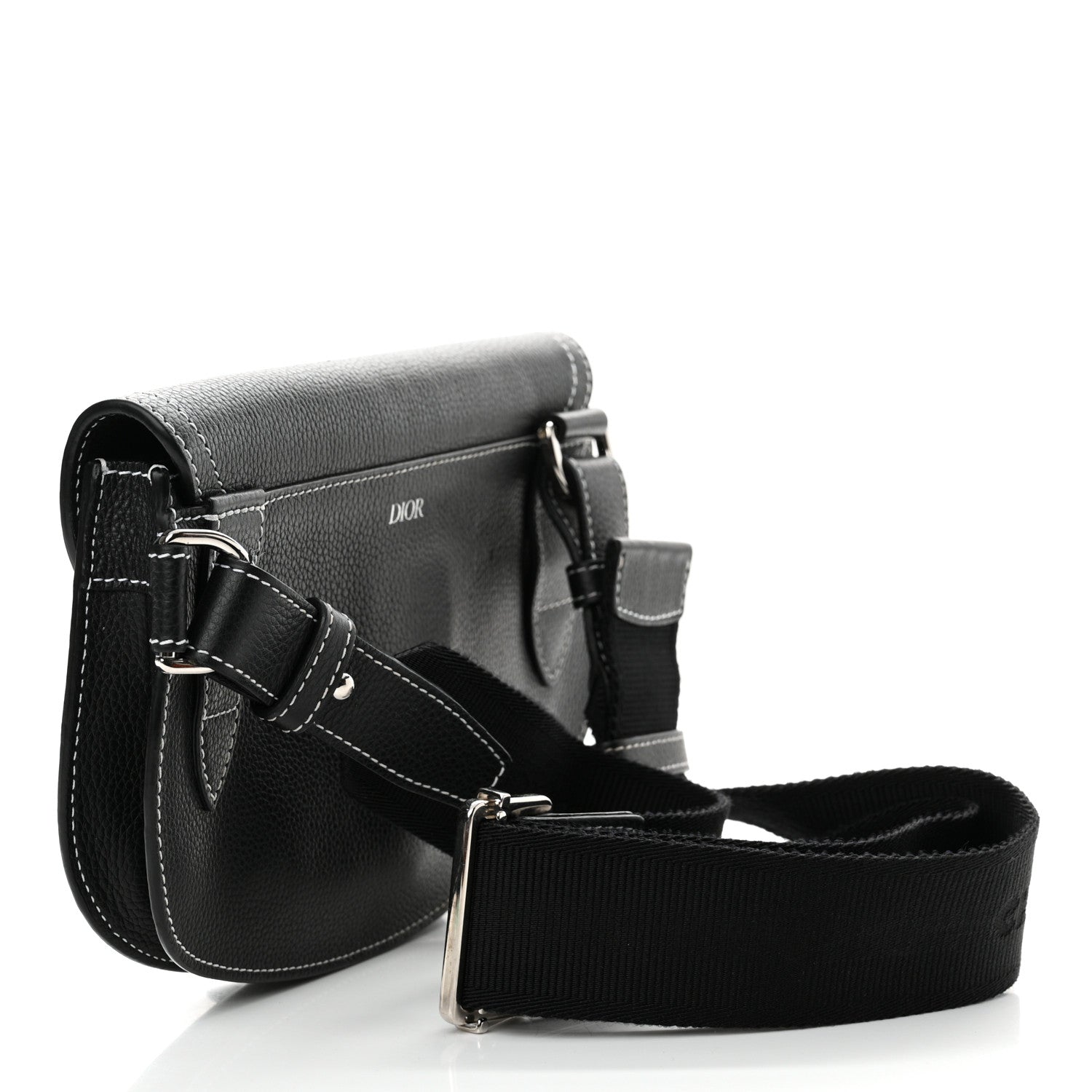 Christian Dior X KAWS Grained Calfskin Saddle Pouch Black 3 of 12