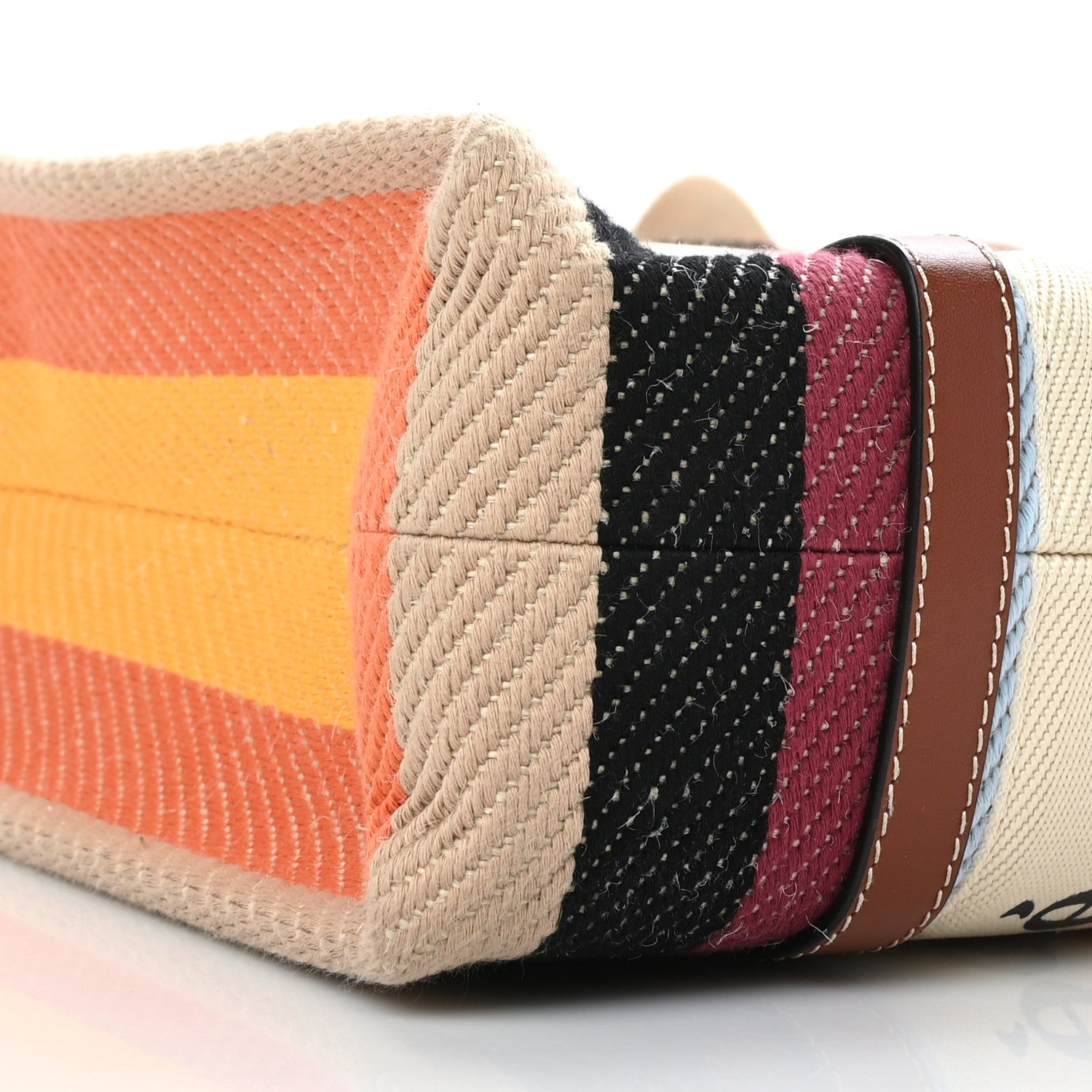 Chloe Cotton Calfskin Medium Woody Striped Tote Multicolor 8 of 9