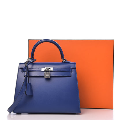 Hermes Tadelakt Kelly Sellier 25 Bleu Electrique 38 of 38