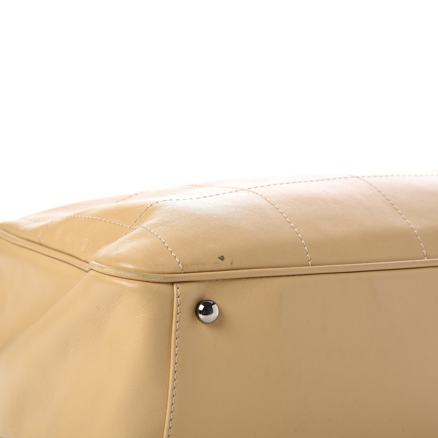 Calfskin Square Stitched Large Tote Beige