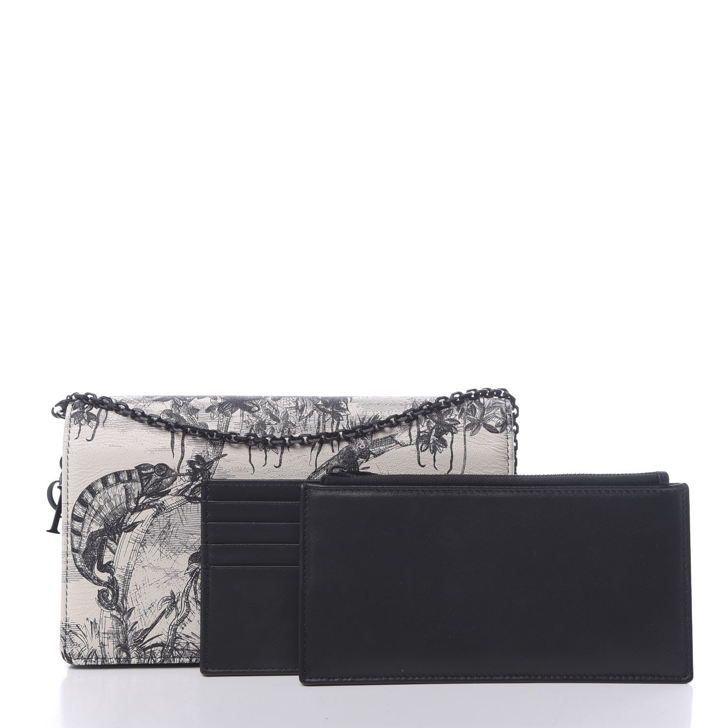Christian Dior Calfskin Toile de Jouy Carnivora Wallet On Chain Pouch White 3 of 12