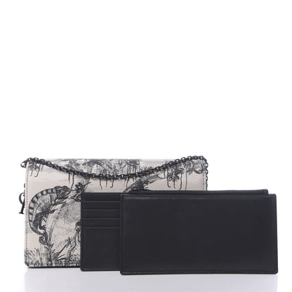 Christian Dior Calfskin Toile de Jouy Carnivora Wallet On Chain Pouch White 3 of 12