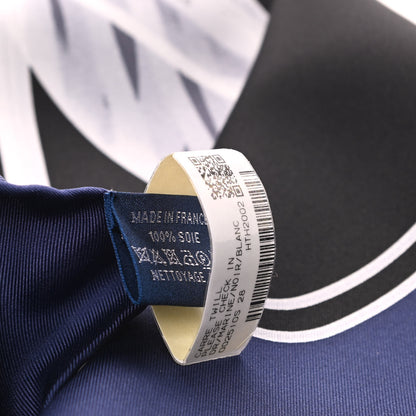 Hermes Silk Please Check In Scarf 90 Marine Black White 2 of 4