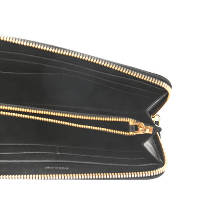 Prada Saffiano Metal Zip Around Wallet Black 5 of 10