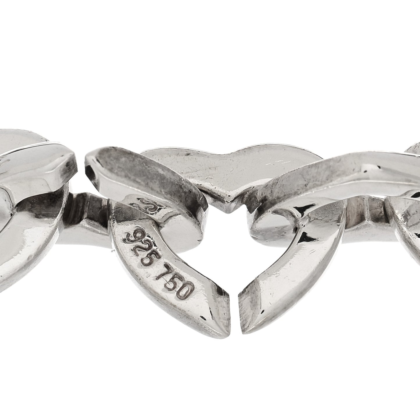 Sterling Silver 18K Yellow Gold Heart Links Bracelet