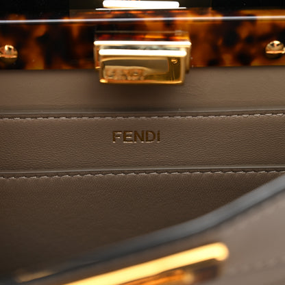 Fendi Vitello Seta Shiny Nappa Plexiglass Bi-Color Small Peekaboo I SEE U Satchel Tartaruga Black 6 of 10