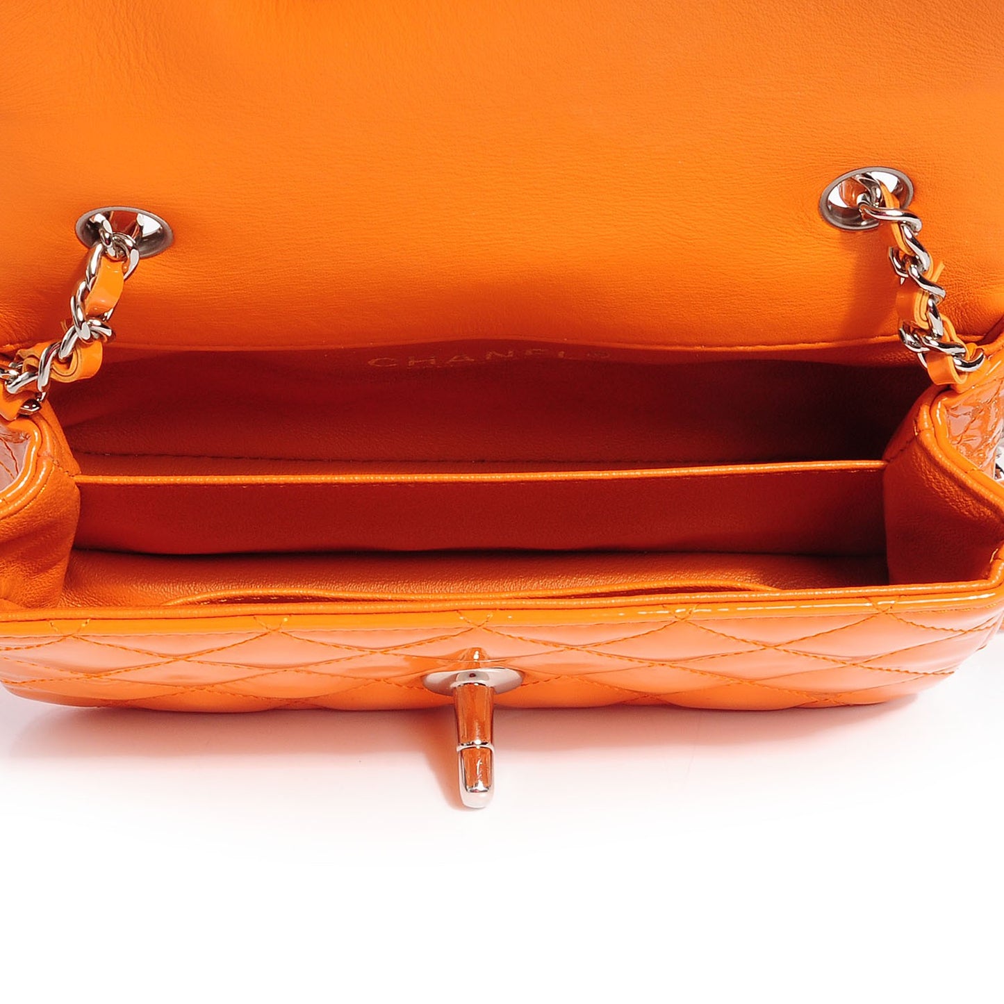 Patent Quilted Extra Mini Flap Light Orange