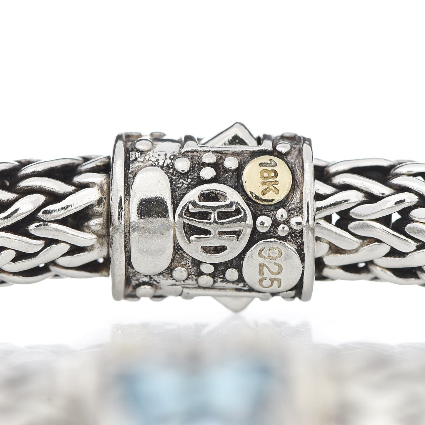 Sterling Silver 18K Yellow Gold Blue Topaz 6.5mm Classic Chain Bracelet