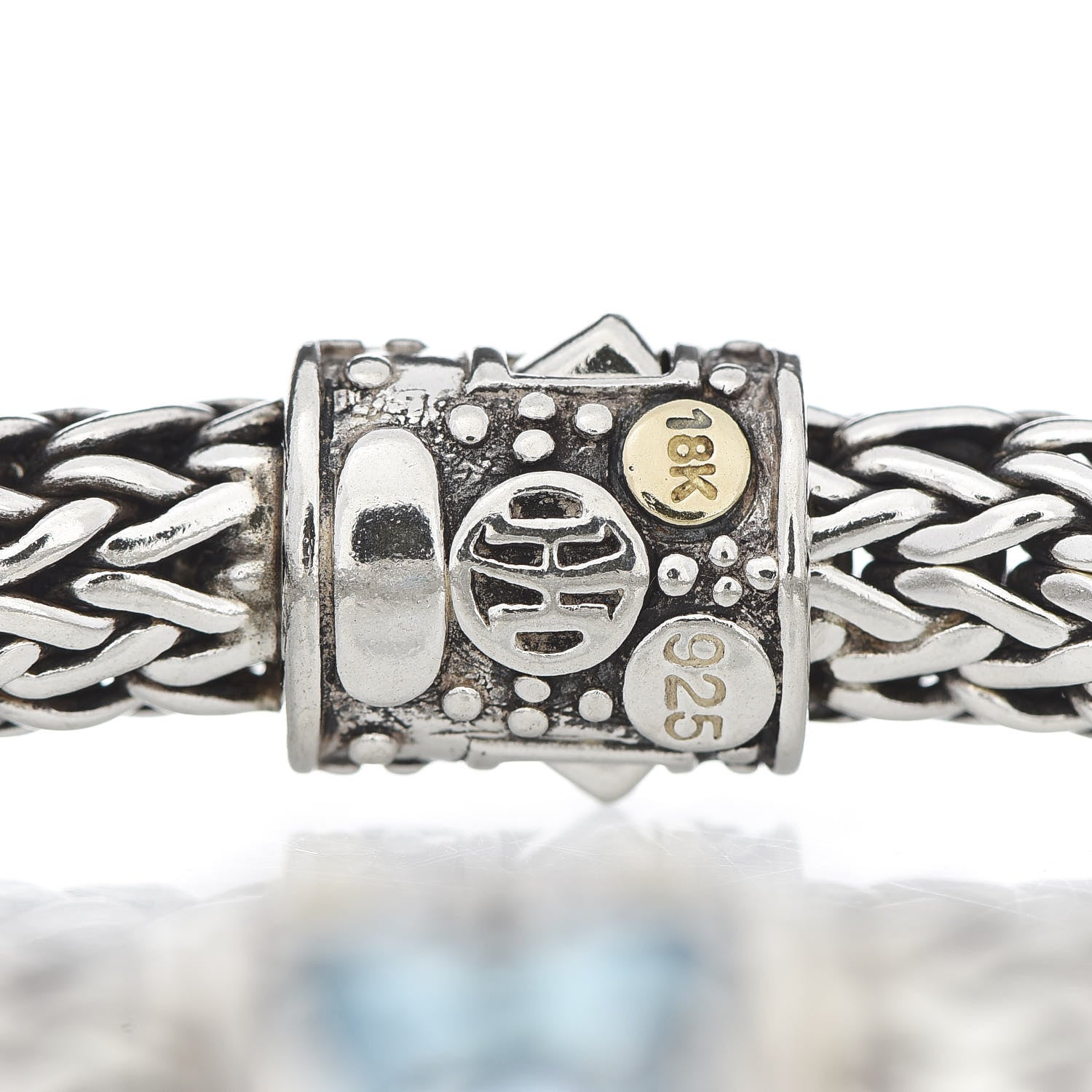 John Hardy Sterling Silver 18K Yellow Gold Blue Topaz 6.5mm Classic Chain Bracelet 4 of 4